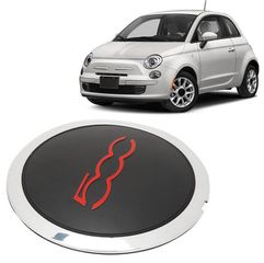 Τάπα Κέντρου Ζάντας Fiat 500 / Χρώμα Μαύρο με χρώμιο δαχτυλίδι - Κόκκινα Γράμματα /  Διάμετρο 133mm 1 Τεμάχιο