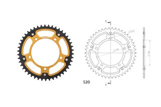 Γρανάζι Τροχού SUPERSPROX/RST-1793-46T STEALTH-Χρυσό DL650/1000VSTROM,GSX-R600/750(520),GSF1200/1250BANDIT(520),TRIUMPH/865SCRAMBLER,BONNELILLE