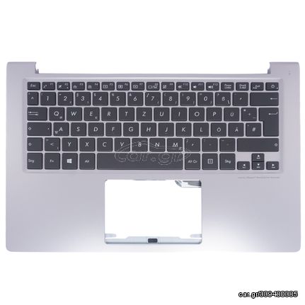 Πληκτρολόγιο Γερμανικό -  German Laptop Keyboard Palmrest για Asus ZenBook UX303L UX303LA UX303LB UX303LN DE Backlight Silver ( Κωδ.40643DESILVERPALM )