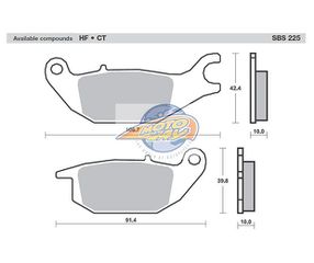 Τακάκια SBS 225CT SFA343 Πίσω YAM/TRICITY125 14,SUPRA-X125I HELMIN,CBR125R 03-10,XLV125VIRAGO 01