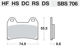 Τακάκια SBS 706HS FA244 FR XT660X  04-13,RSV1000MILLE/TUONO 97-13,F800 06-14,690DUKE 12-19,1050/1190/1290ADVENTURE