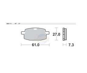 Τακάκια SBS 111HF SFA169 PEUGEOT/V-CLIC50, YAMAHA/JOG50