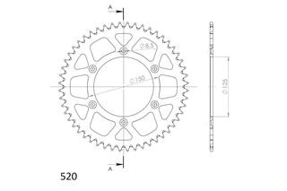 Γρανάζι Τροχού SUPERSPROX/RAL-990-51T  ALUMINIUM-Μαύρο KTM/EXC125-250-300 20-23