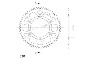 Γρανάζι Τροχού SUPERSPROX/RAL-990-51T ALUMINIUM-Πορτοκαλί (JTR897) KTM/EXC125-250-300 20-23