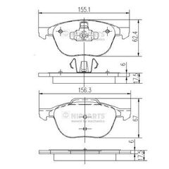 Σετ τακάκια, δισκόφρενα NIPPARTS J3603063