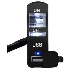 ΔΙΑΚΟΠΤΗΣ ΤΙΜΟΝΙΟΥ ΜΟΤΟΣΥΚΛΕΤΑΣ ON/OFF USB 5V 2A ΑΔΙΑΒΡΟΧΟΣ LED UNIVERSAL ΑΣΠΡΟ