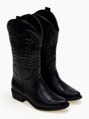 Μπότες cowboy με χαμηλό τακούνι - Μαύρο
