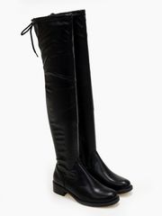 Over the knee μπότες με χαμηλό τακούνι - Μαύρο