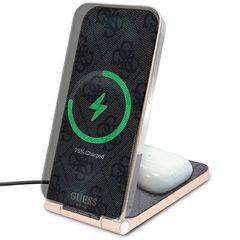 Guess 4G Pattern MagSafe foldable 2in1 15W inductive charger - black-thumb-4