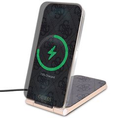 Guess 4G Pattern MagSafe foldable 2in1 15W inductive charger - black-thumb-1
