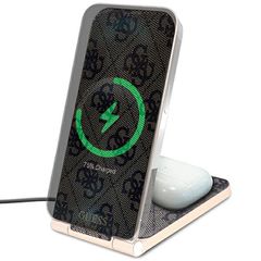 Guess 4G Pattern MagSafe foldable 2in1 15W inductive charger - brown-thumb-4