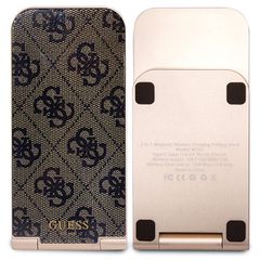 Guess 4G Pattern MagSafe foldable 2in1 15W inductive charger - brown-thumb-3