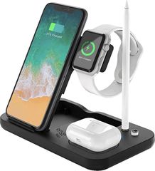 NSP N21 Wireless Charger 4 In 1 (Phone 15W/Smartwatch 2W/Bluetooth 3W/Apple Pencil 1W) USB-C 1m BLACK