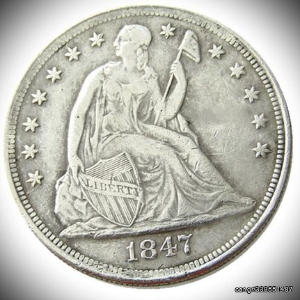 1 Δολάριο 1847 ακριβές αντίγραφο Συλλεκτικό νόμισμα, καθαρό Ασήμι 900 βαθμών 