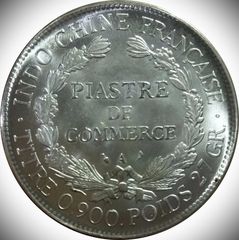 Γαλλική Ινδοκίνα 1 Piastre ακριβές αντίγραφο Συλλεκτικό νόμισμα, καθαρό Ασήμι 900 βαθμών 