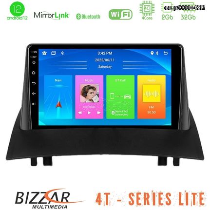 Bizzar 4T Series Renault Megane 2 2002-2008 4Core Android12 2+32GB Navigation Multimedia Tablet 9"