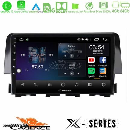 Cadence X Series Honda Civic 2016-2020 8core Android12 4+64GB Navigation Multimedia 9"