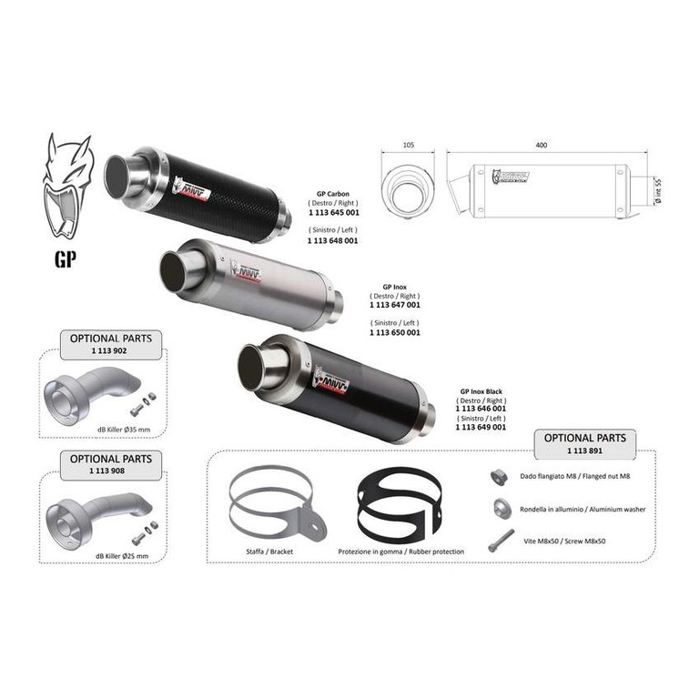 MIVV GP Universal Silencer - Left Side