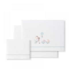 Interbaby Jirafa Bicicleta σεντόνια σετ 3 τεμ κούνιας 115Χ175εκ. white - verde