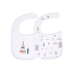 Interbaby Σαλιάρα Velcro Σετ 2 Τεμ Cabanas White
