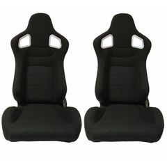 Καθίσματα Bucket RS Style Ύφασμα Μαύρο Με Κόκκινες Ραφές Ζευγάρι 2 Τεμαχίων