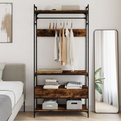 Ντουλάπα με Συρτάρια Καπνιστή Δρυς 89x39x184,5εκ. Επεξεργ. Ξύλο 838955