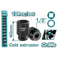 TOTAL ΣΕΤ ΚΑΡΥΔΑΚΙΑ ΑΕΡΟΣ ΕΞΑΓΩΝΑ ΜΑΥΡΑ 1/2" 10ΤΕΜ (THISTD12101)