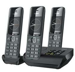 Gigaset COMFORT 520A Trio - 3 ασύρματα τηλέφωνα DECT με αυτόματο τηλεφωνητή - Κομψή σχεδίαση - καλύτερη ποιότητα ήχου με λειτουργία hands-free - προστασία κλήσεων - βιβλίο διευθύνσεων με 200 επαφές, μ