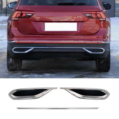 ΣΕΤ 3Χ ΝΙΚΕΛ ΔΙΑΚΟΣΜΗΤΙΚA ΠΡΟΣΘΕΤΑ ΚΑΛΥΜΑΤΑ ΓΙΑ ΑΠΟΛΗΞΕΙΣ ΕΞΑΤΜΗΣΕΩΝ ΠΙΣΩ ΠΡΟΦΥΛΑΚΤΗΡΑ "ΑΝΟΞΕΙΔΩΤΑ" ΣΕ VW TIGUAN II / TIGUAN II ALLSPACE FACELIFT (2020-2024)