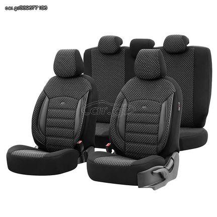 Deluxeboss Καλύμματα Αυτοκινήτου Για Seat Βαμβακερό Ύφασμα / Rachel / Δερματίνη Σετ Εμπρός / Πίσω 11 Τεμαχίων Μαύρο