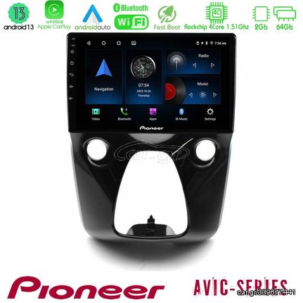 Pioneer AVIC 4Core Android13 2+64GB Toyota Aygo | Citroen C1 | Peugeot 108 Navigation Multimedia 10"