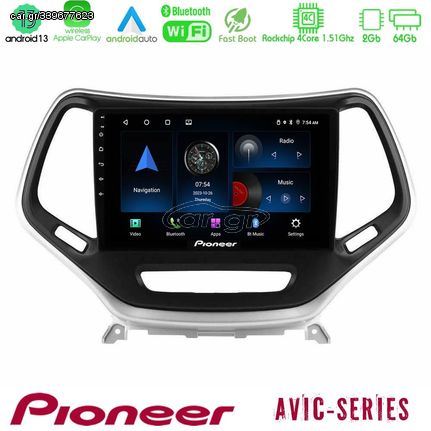 Pioneer AVIC 4Core Android13 2+64GB Jeep Cherokee 2014-2019 Navigation Multimedia Tablet 9" (Ασημί Χρώμα)