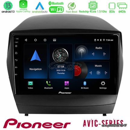 Pioneer AVIC 4Core Android13 2+64GB Hyundai IX35 Auto A/C Navigation Multimedia Tablet 9"