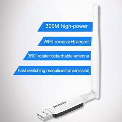  Portable 300Mbps Wireless USB WiFi Adapter External Receiver Network Card with Antenna