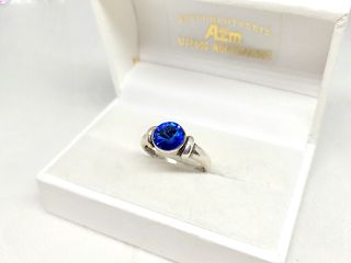 Κομψό δαχτυλίδι με Blue Sapphire πέτρα, ασήμι 925 Α536 ΤΙΜΗ 65 ΕΥΡΩ