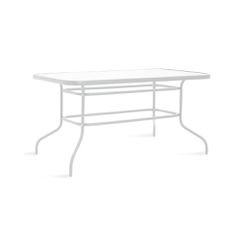Τραπέζι Κήπου Valor Λευκό - Γυαλί 140x80x70cm