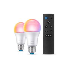 WiZ Smart Λάμπες Wi-Fi BLE 60W A60 E27 RGB 2PK + Remote