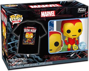 Funko Pop! Tee (Adult): Marvel - Holiday Iron Man (Glows in the Dark) Vinyl Figure T-Shirt (M)