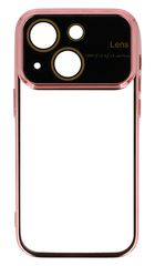 POWERTECH θήκη Electro Lens MOB-1945 για iPhone 15, διάφανη-ροζ χρυσό