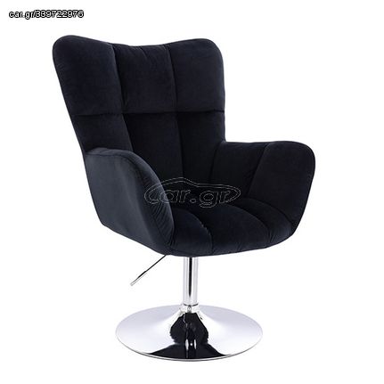 Lounge Chair Silver Base Velvet Black - 5400189