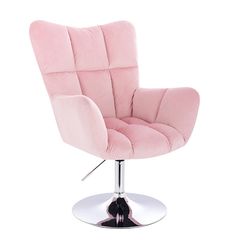 Lounge Chair Silver Base Velvet Pink - 5400191