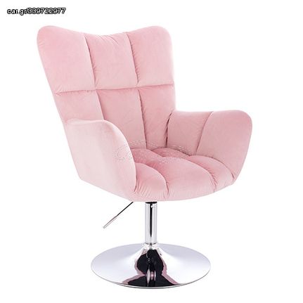 Lounge Chair Silver Base Velvet Pink - 5400191