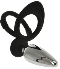 Double Penis Ring With Metal Anal Plug