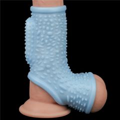 Vibrating Drip Knights Ring with Scrotum Sleeve Blue - Lovetoy