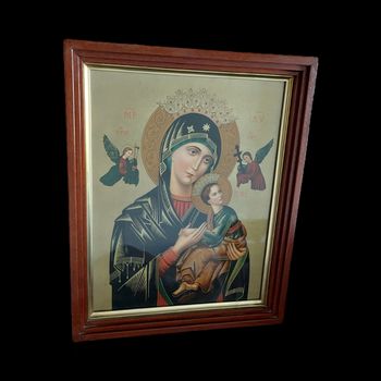 Εικόνα της Παναγίας 50x40, σε χειροποίητο κάδρο απο ξύλο τικ