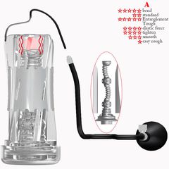 Masturbator with Pump, 10 Vibration Modes, USB, Black