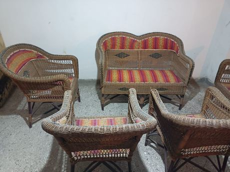 Σετ μπαμπού 4 πολυθρόνες &1 καναπές εποχης vintage 