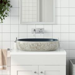 Νιπτήρας Οβάλ Χρώμα Άμμου και Μπλε 59 x 40 x 14 εκ. Κεραμικός 155099