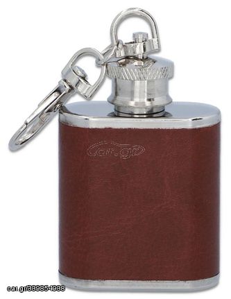 Hip Flask Φλασκί Ποτού Mini Μπρελόκ Τεχνόδερμα Καφέ - 30ml