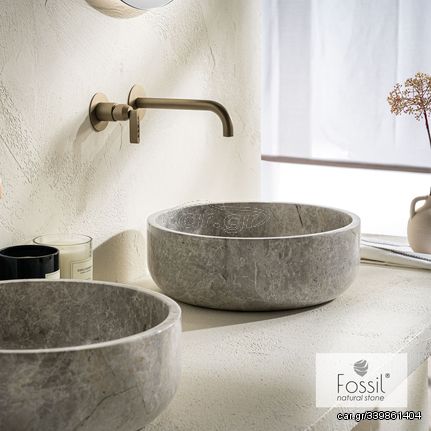 Fossil Thalo Marble DR33 Tundra Grey 33x33 - Επιτραπεζιος Μαρμαρινος Νιπτηρας